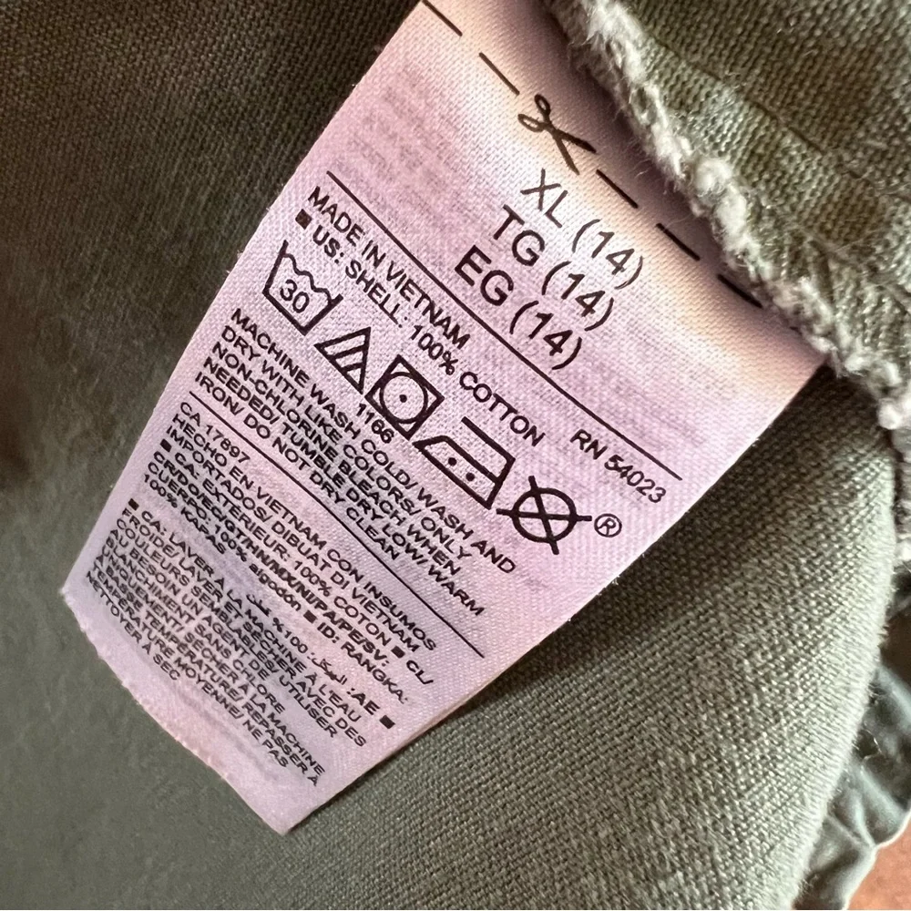 Old Navy Army Green Zipper snap Button Front Hoody Jacket kids size XL (14)